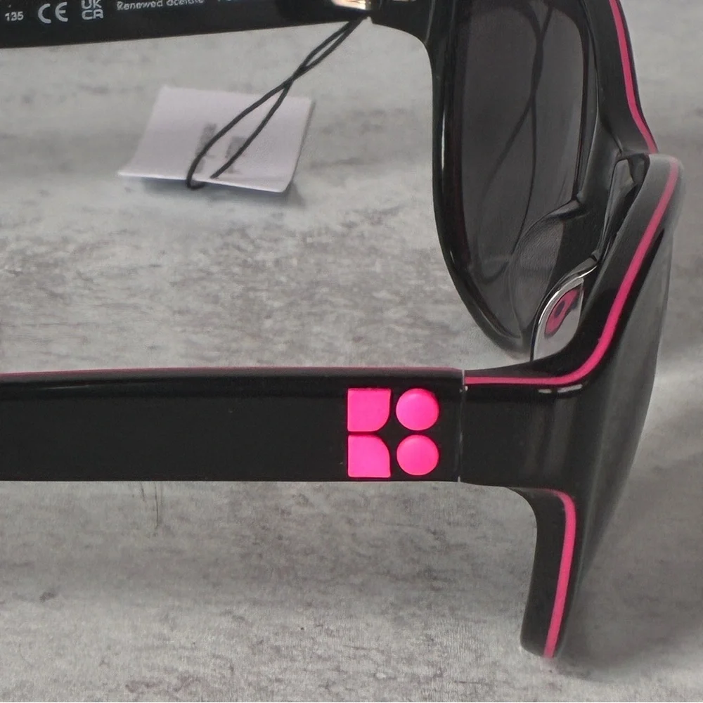 Kate Spade Goldie Polarized Sunglasses Black Pink Trim 807WJ 56mm NWT